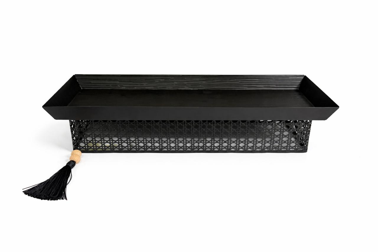 Decorative Rectangular Tray with Textured Base