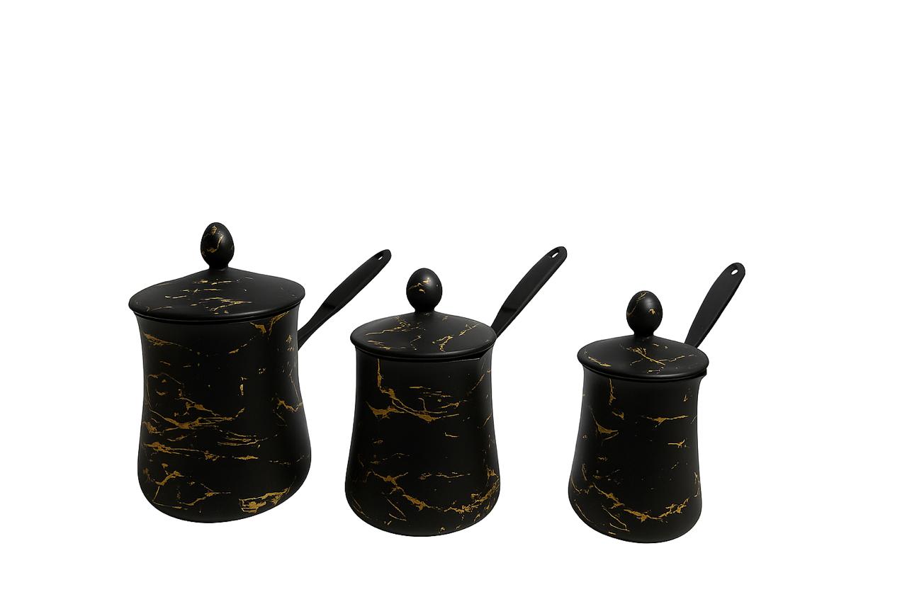 Black Marble Coffee Pot Set – 3 Pieces