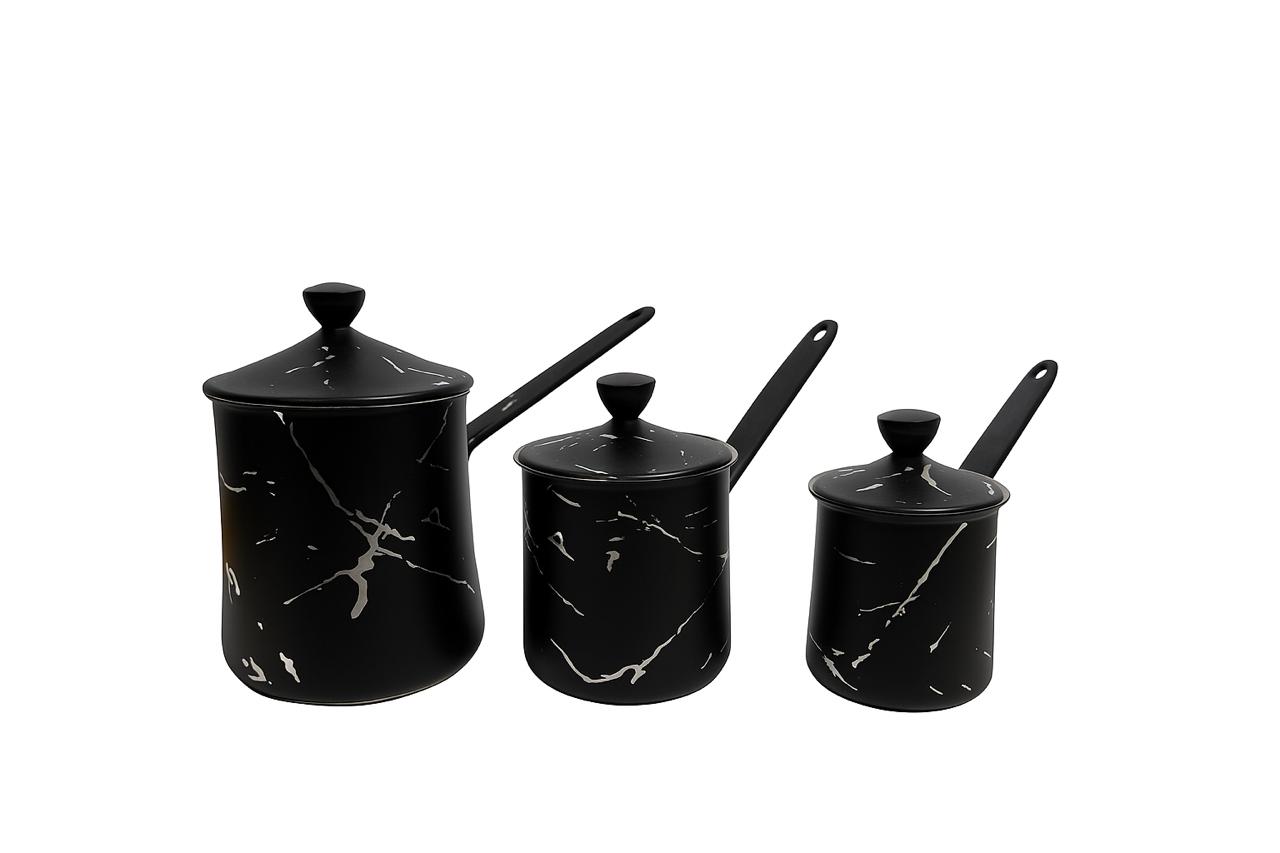 Black Marble Finish Coffee Pots – Set of 3