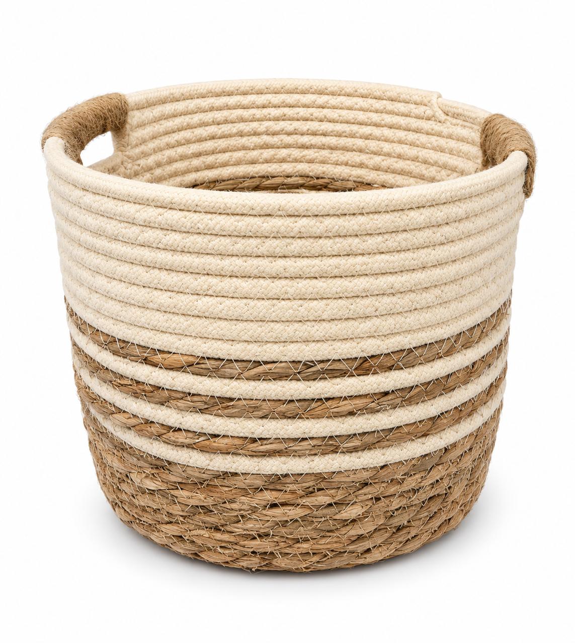 Round Woven Storage Basket with Handles