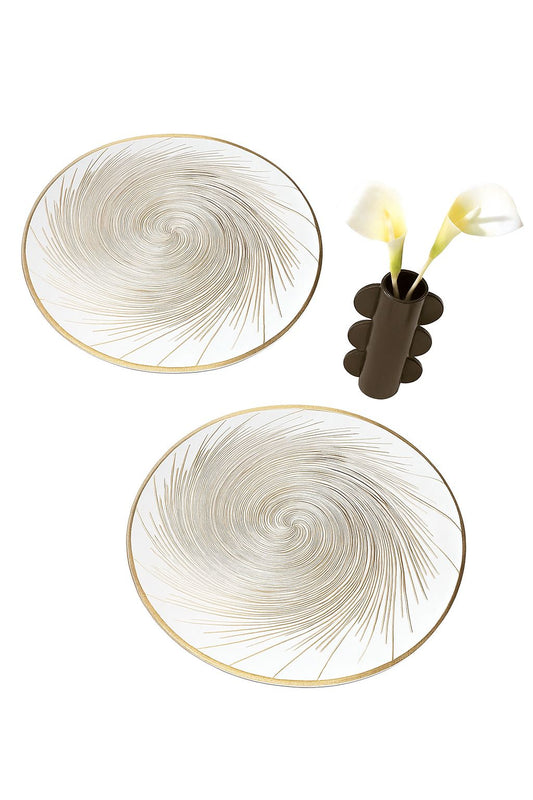 Rose Gold Swirl Glass Placemats – Set of 6