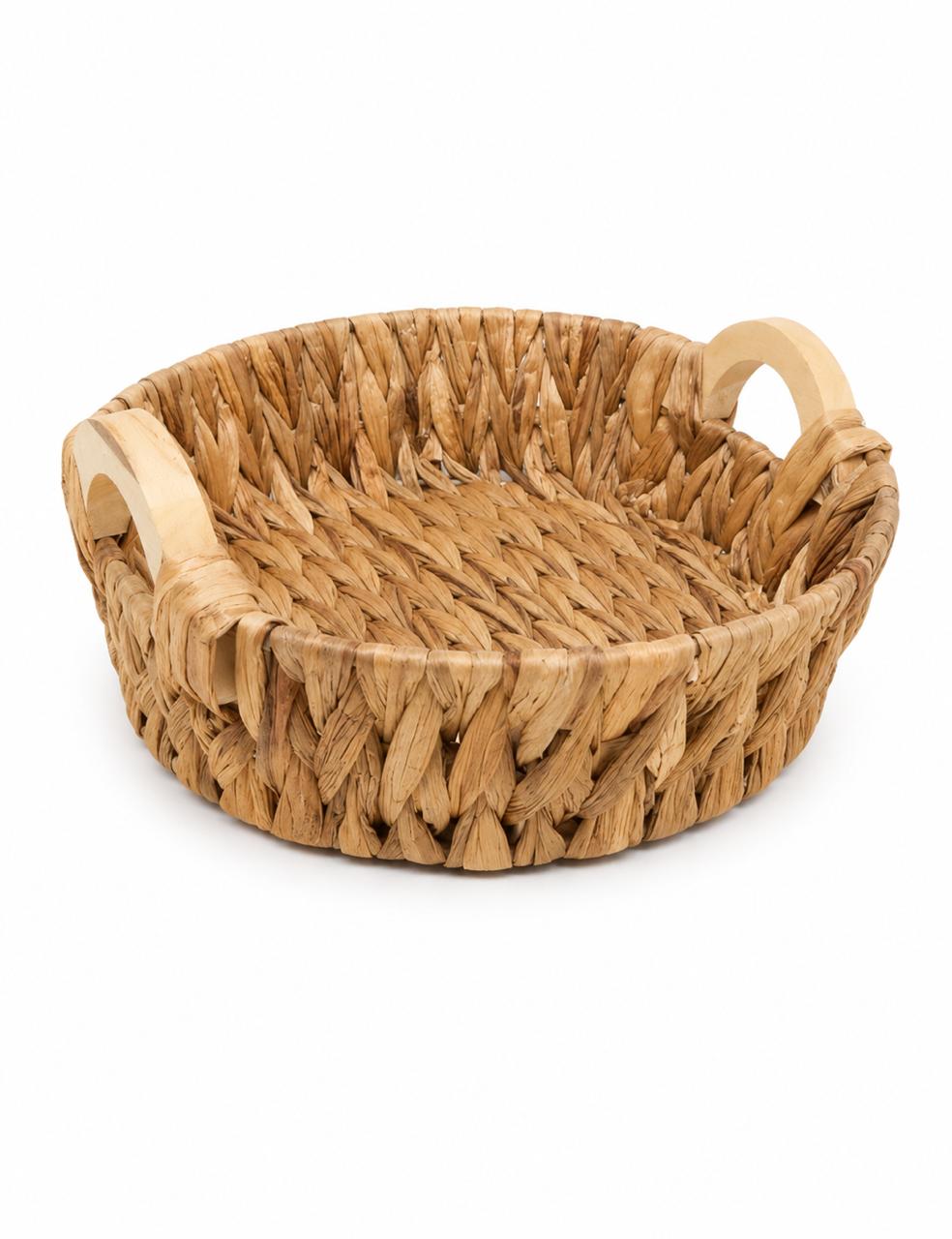 Round Woven Serving Basket with Handles