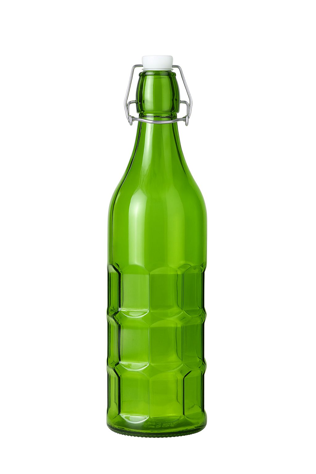 Green Geometric Glass Water Bottle