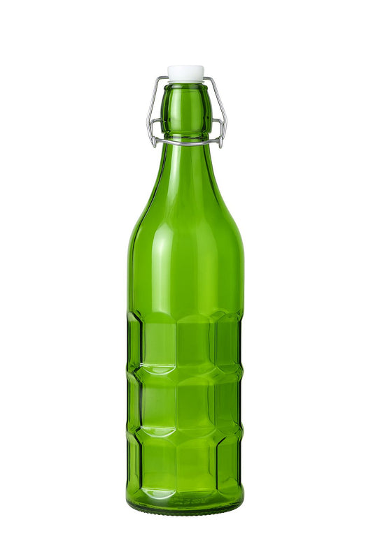 Green Geometric Glass Water Bottle