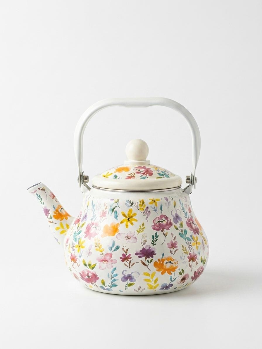 Floral Printed Teapot with Handle