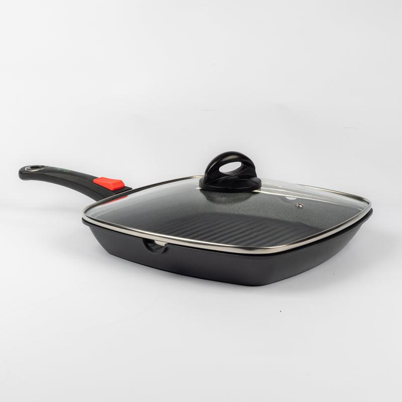Square Non-Stick Grill Pan with Glass Lid – GeBe Collection