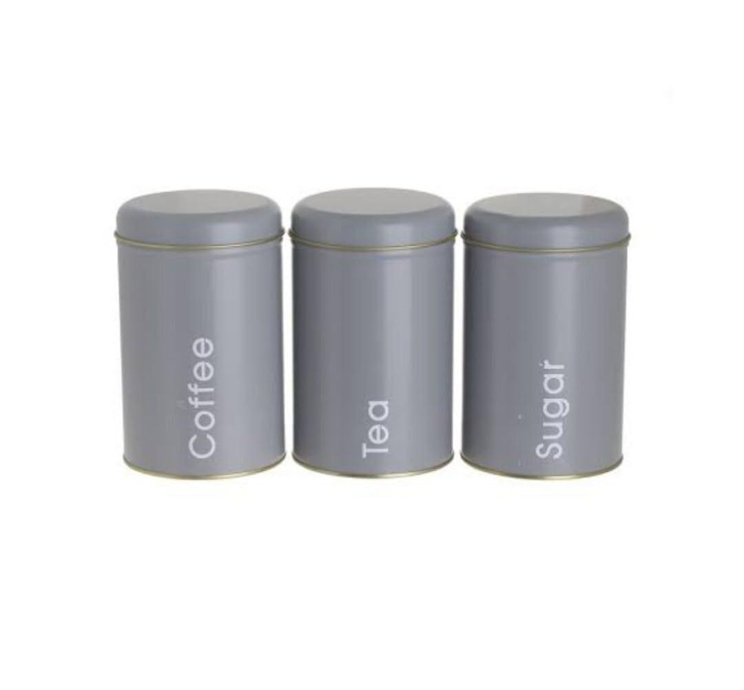 Grey Tea, Coffee & Sugar Canister Set