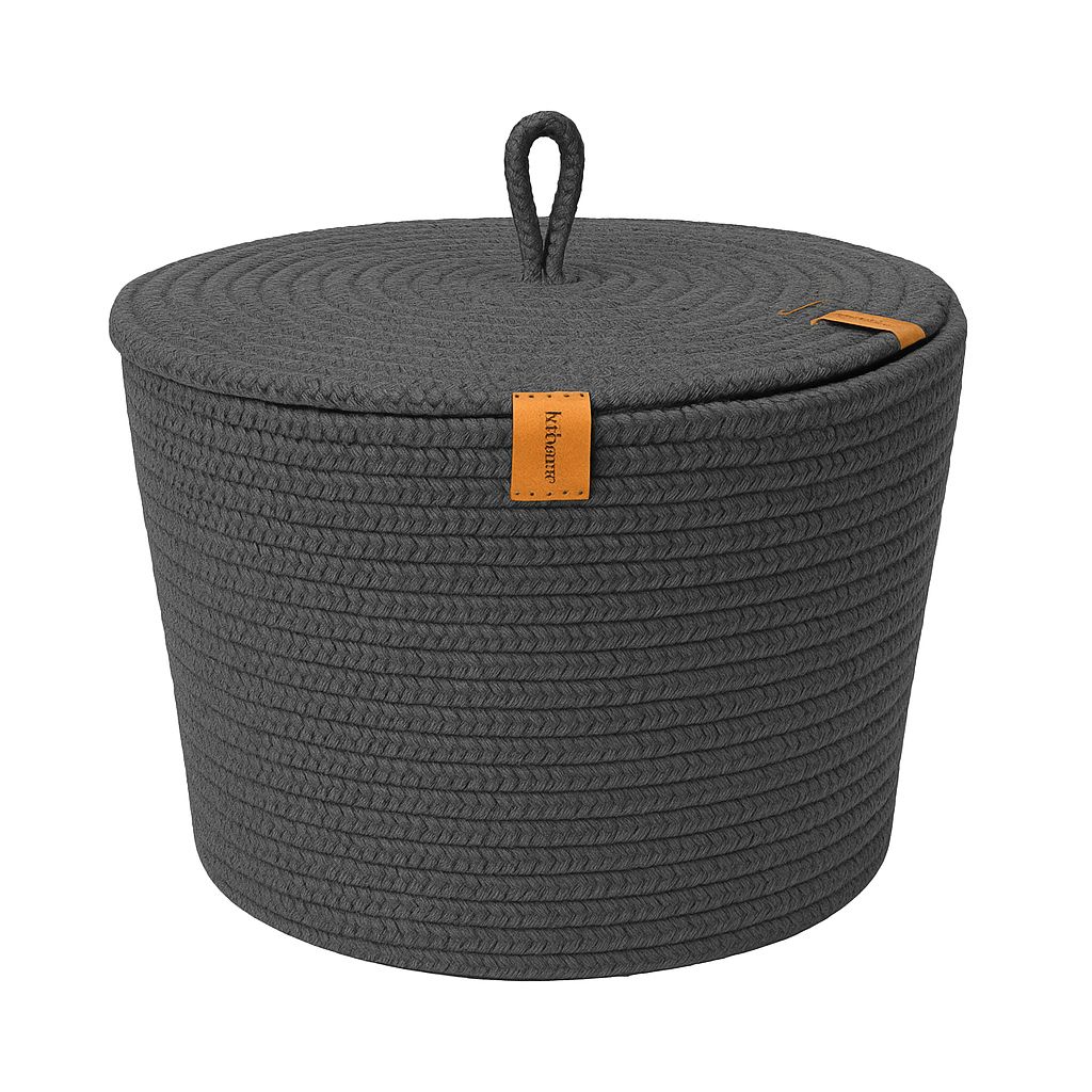 Charcoal Cotton Rope Basket with Lid