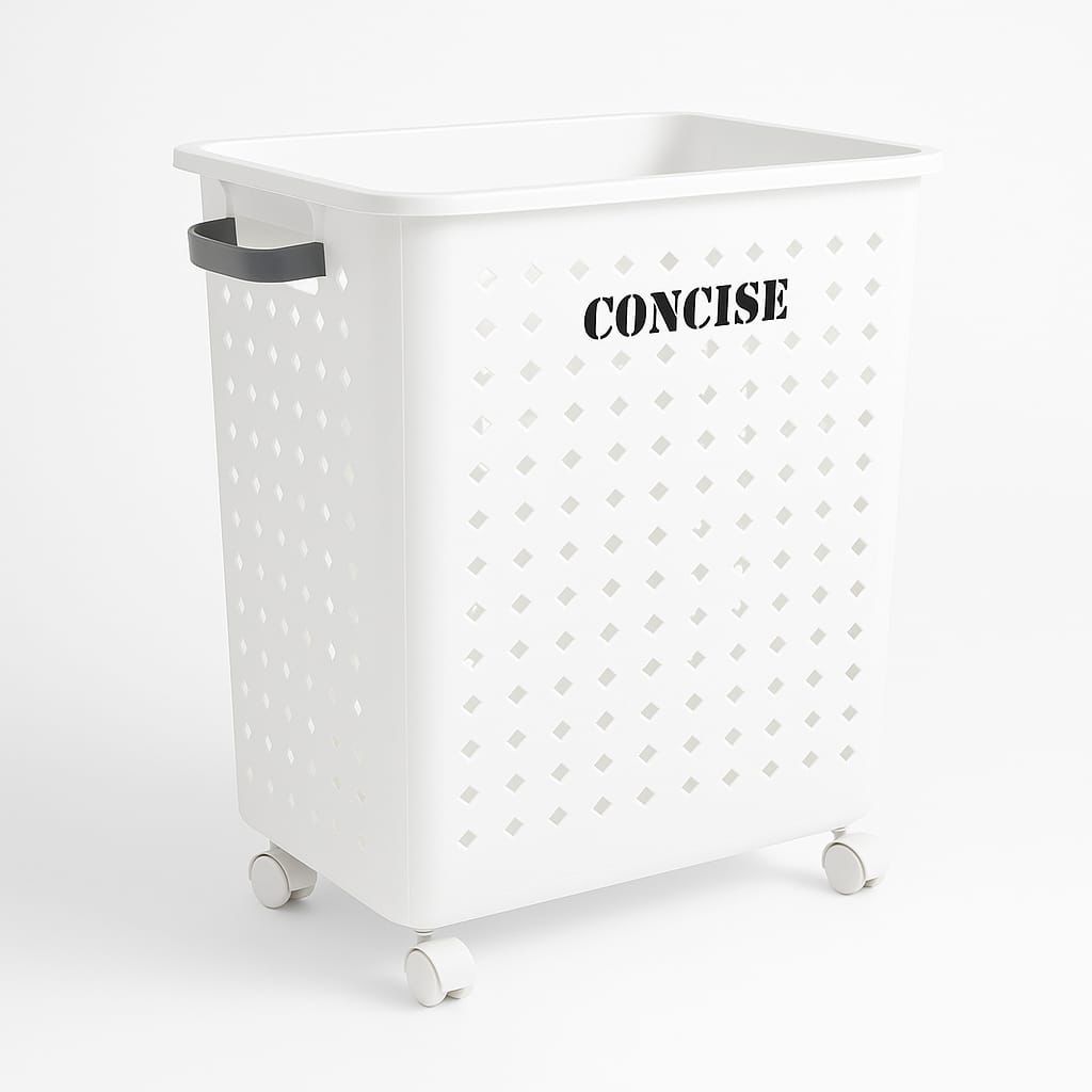 Rolling Laundry Hamper with Lid – White CONCISE Design