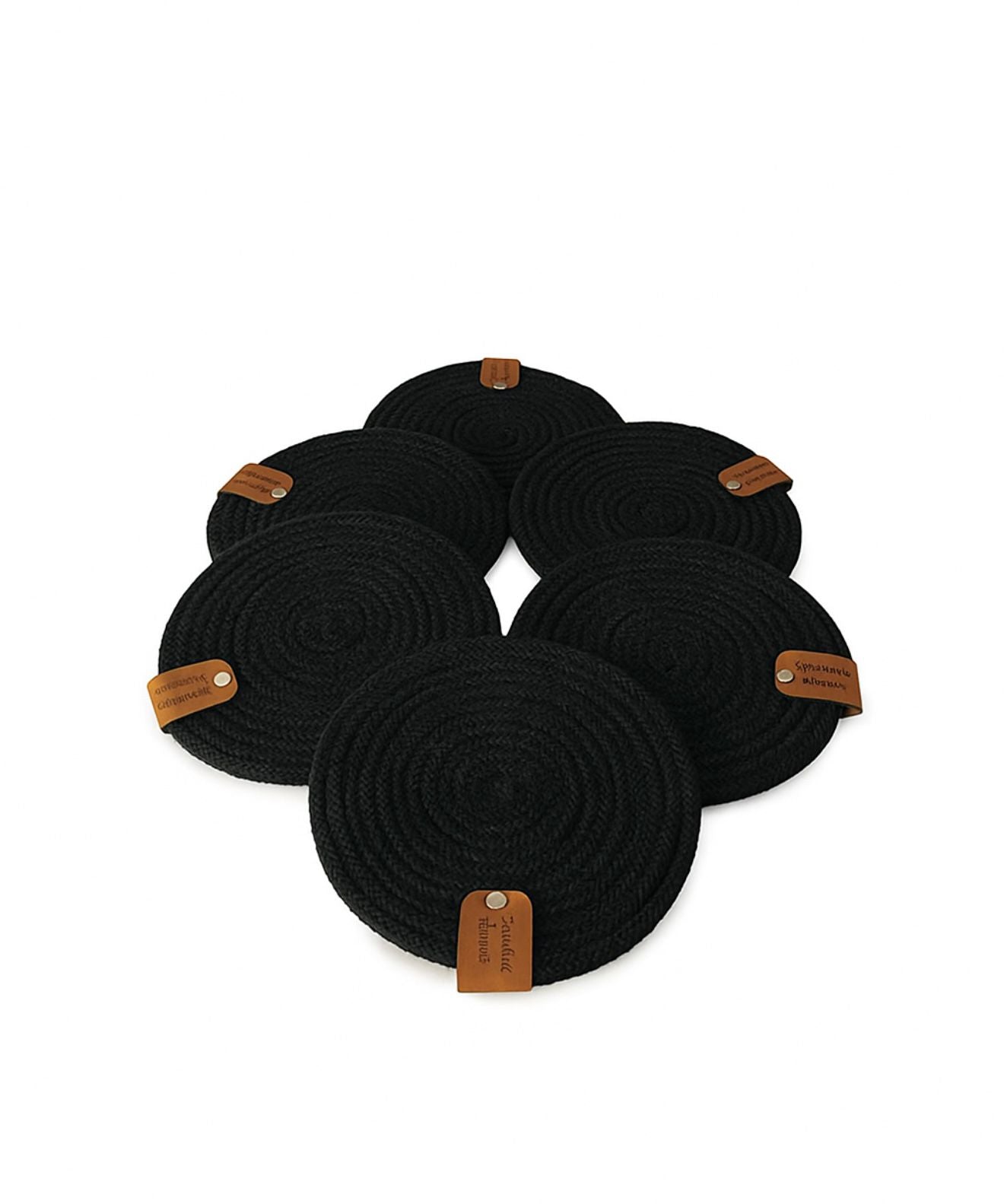 Black Braided Under Glass – Set of 6