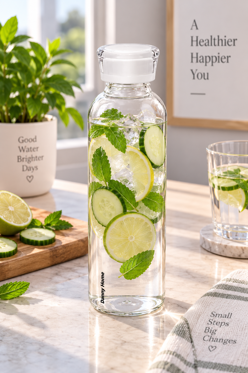Glass Water Bottle with Stopper