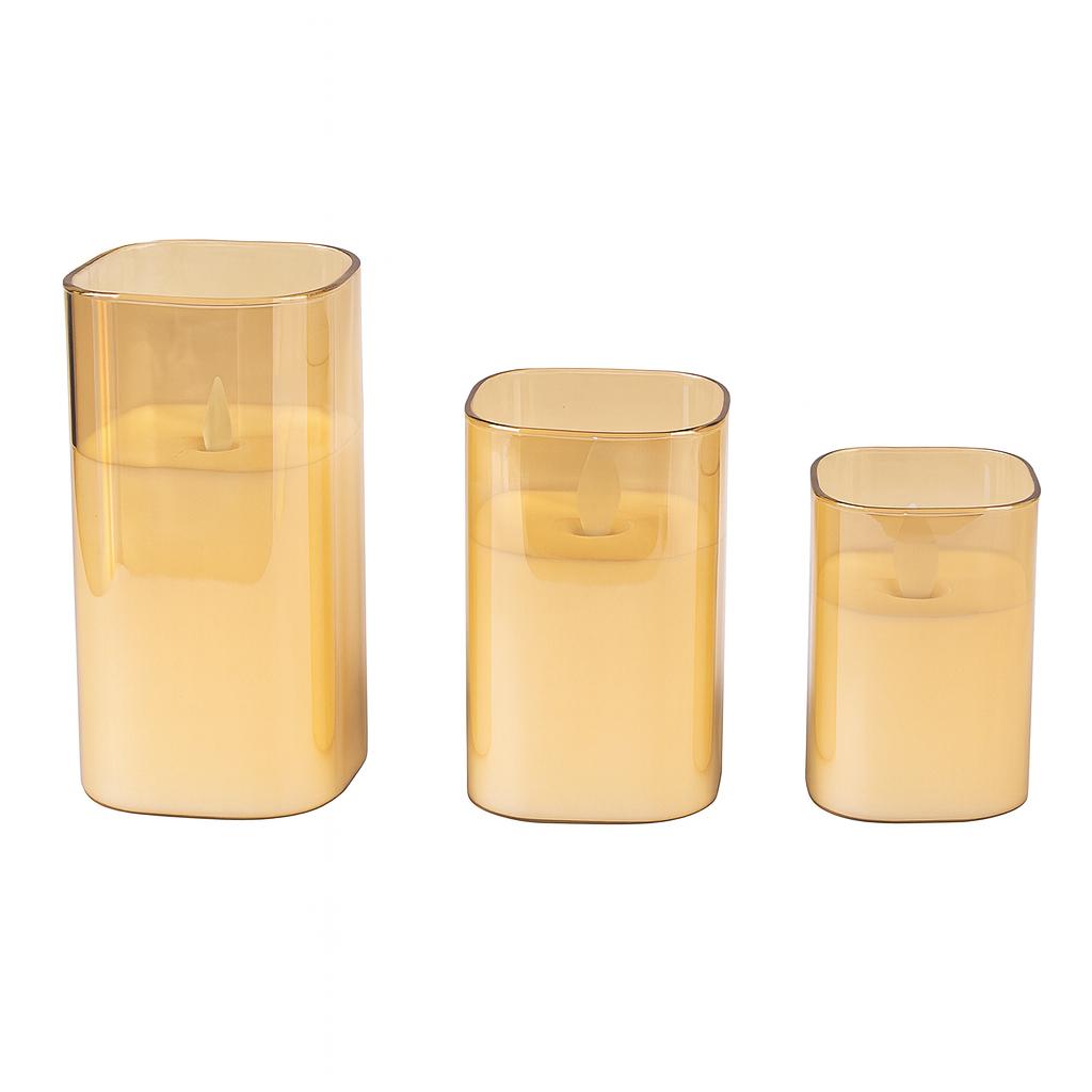 Smoky Glass LED Candle Set (3 Pieces)