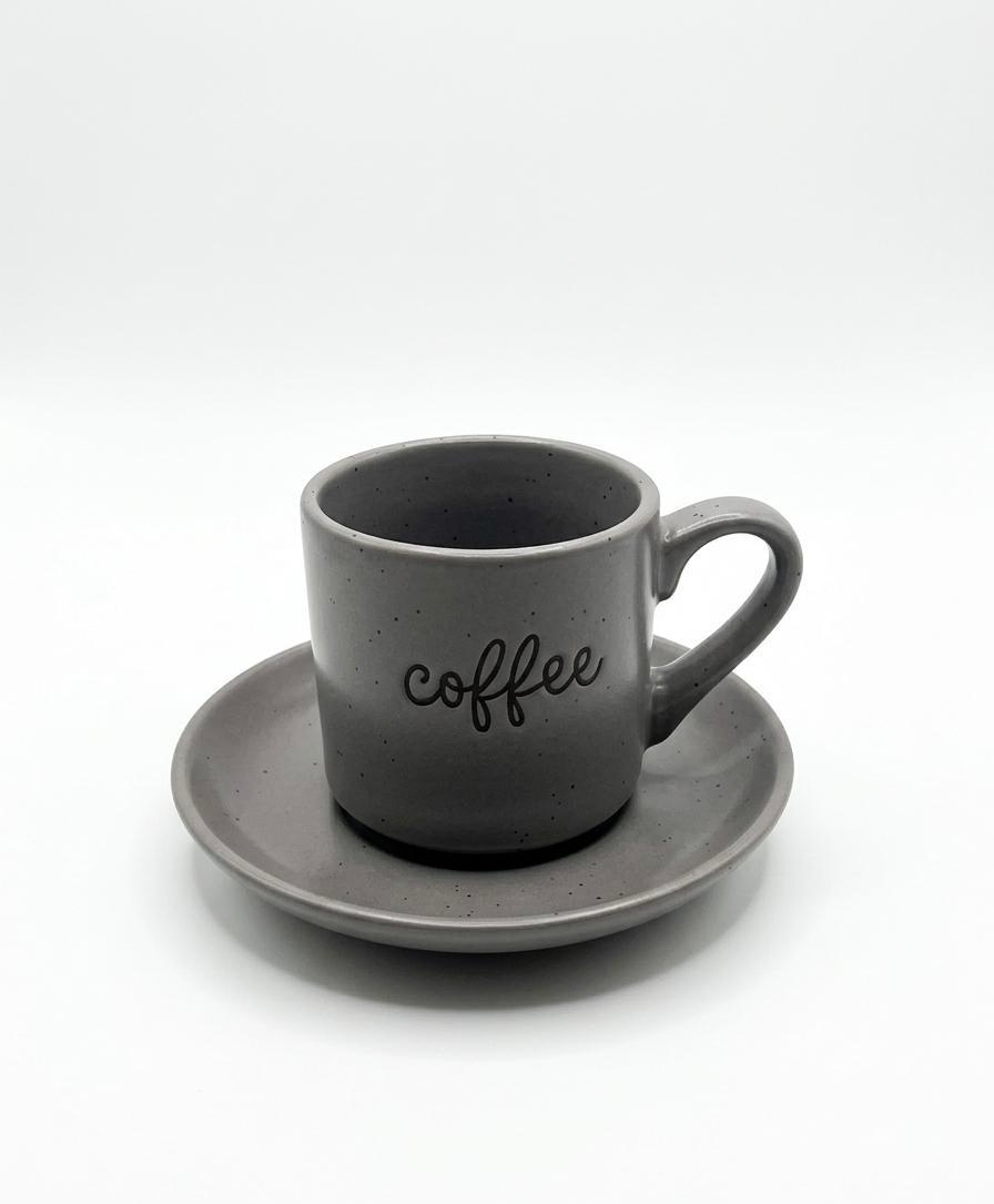 Minimal Coffee Espresso Cup & Saucer Set – Set of 6