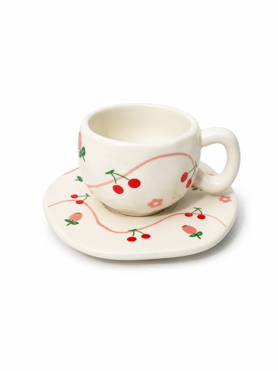 Cherry Espresso Cup & Saucer Set of 6