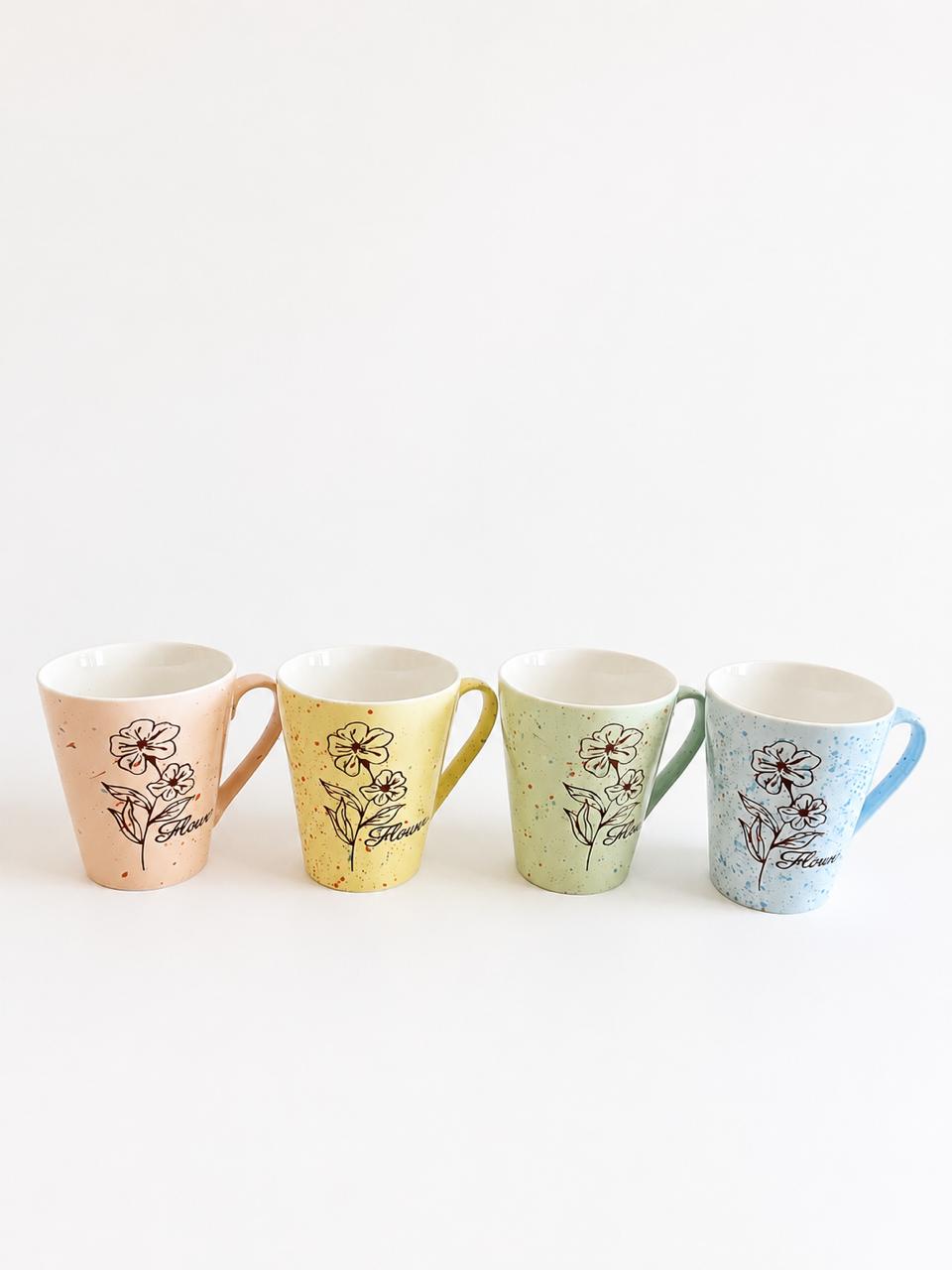 Floral Coffee Mug Set of 4