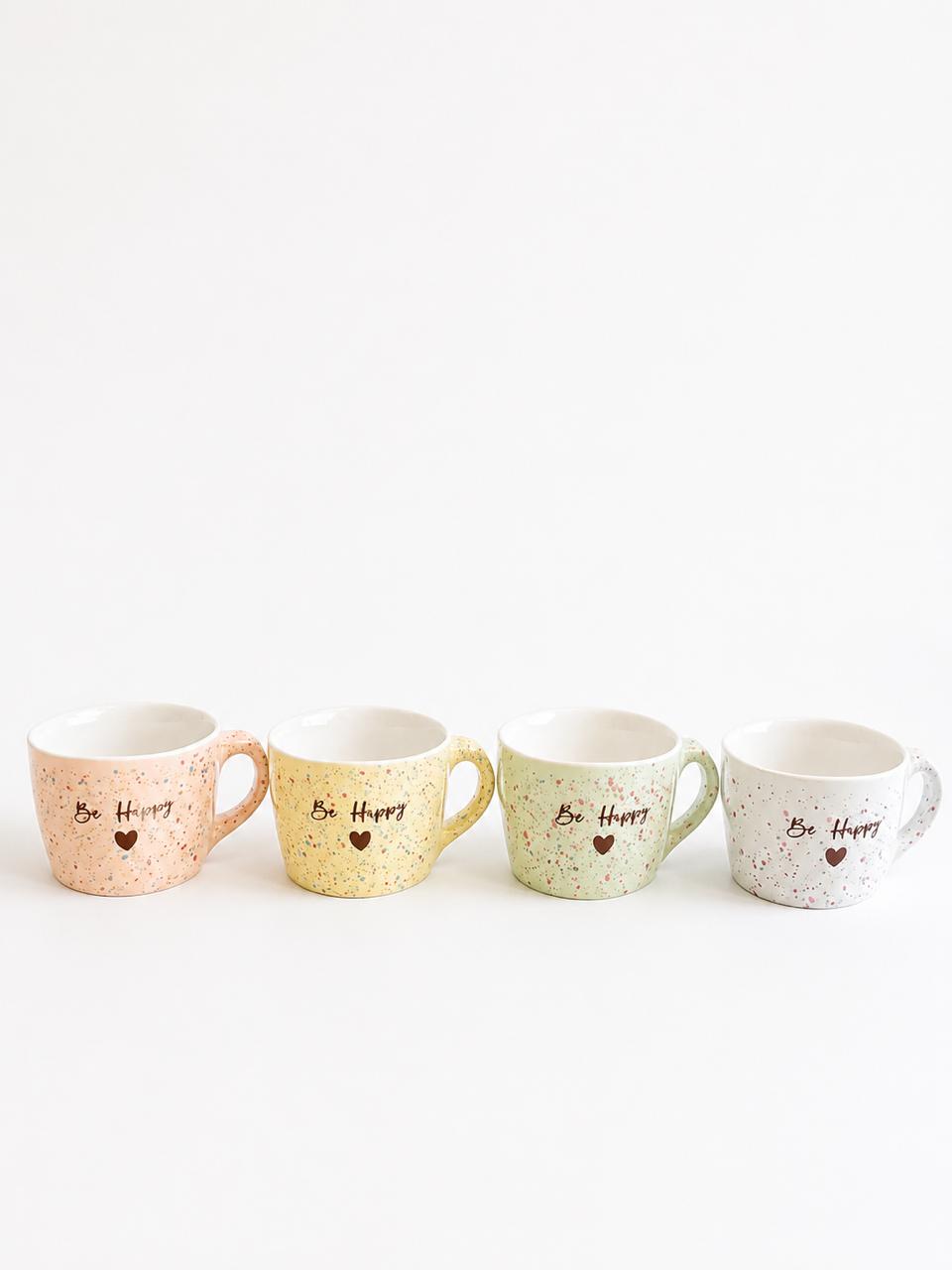 Be Happy Ceramic Mug Set