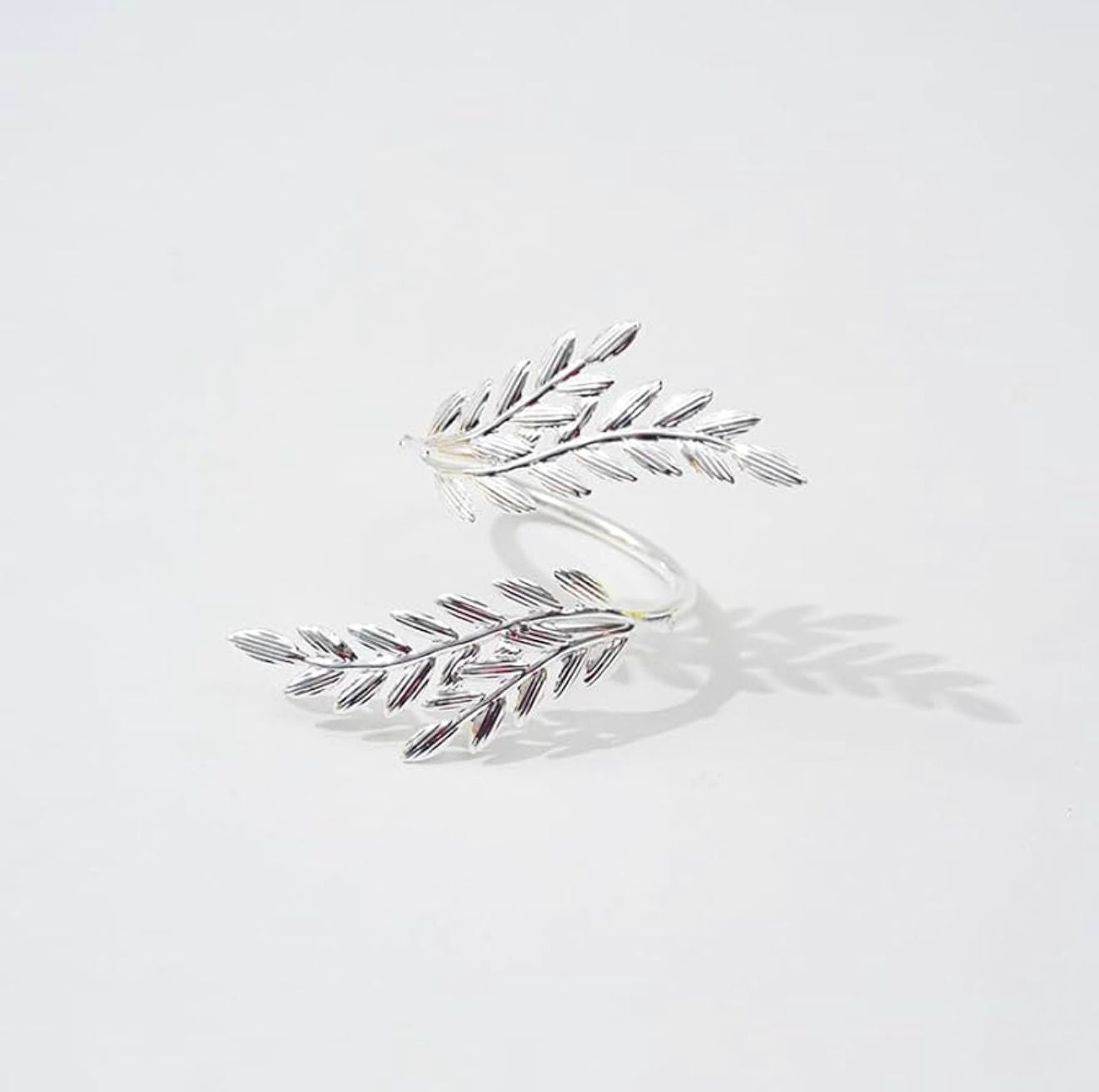 Silver Laurel Leaf Wrap Ring - Set of 4