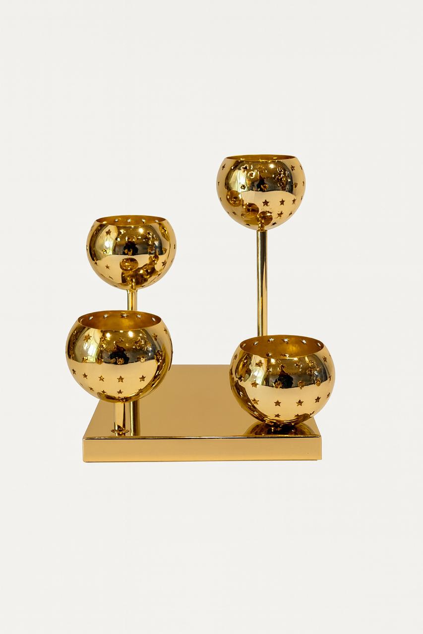 Gold Star Cutout 4-Cup Candle Holder