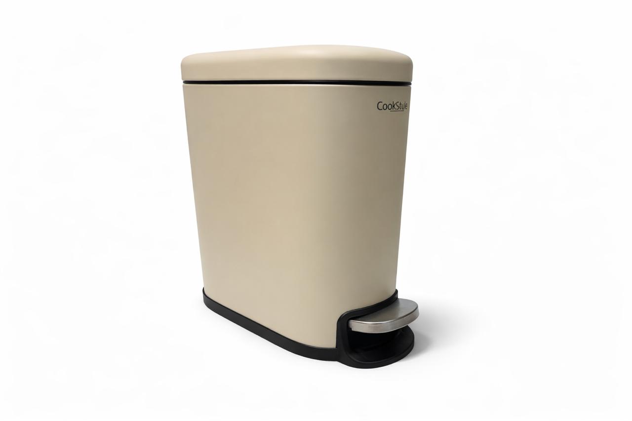 Cream Pedal Bin with Soft-Close Lid