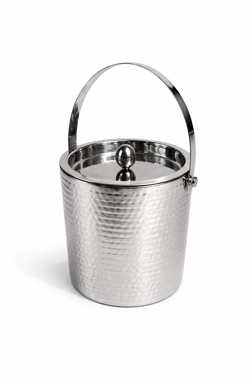 Hammered Silver Ice Bucket with Handle