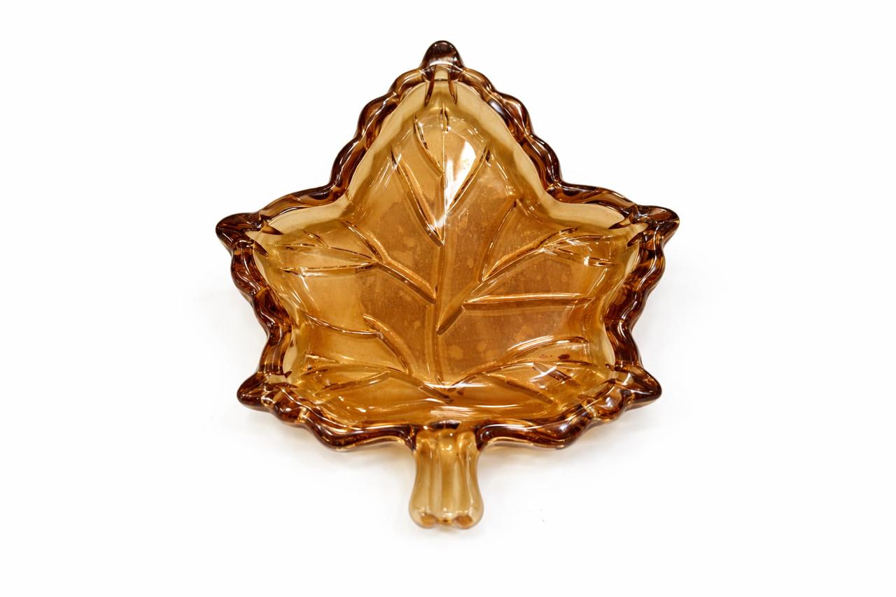 Leaf-Shaped Glass Serving Dish