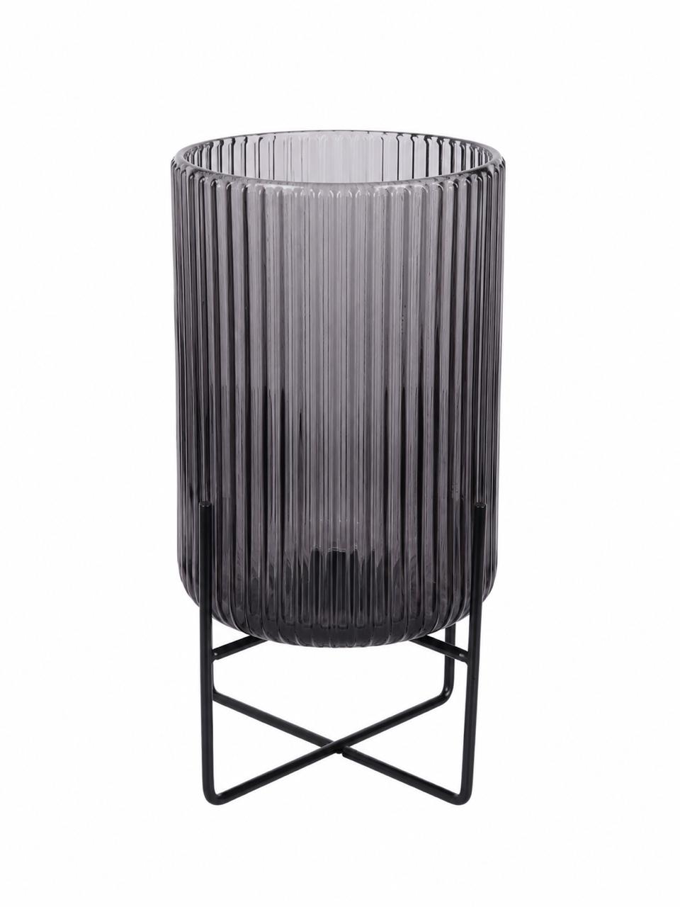Decorative Glass Vase with Metal Stand - 29cm