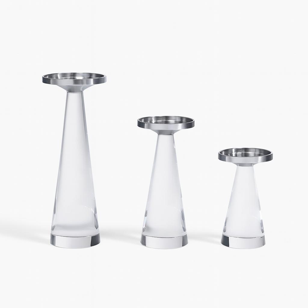 Crystal & Silver Candle Holder Set (3 pcs)