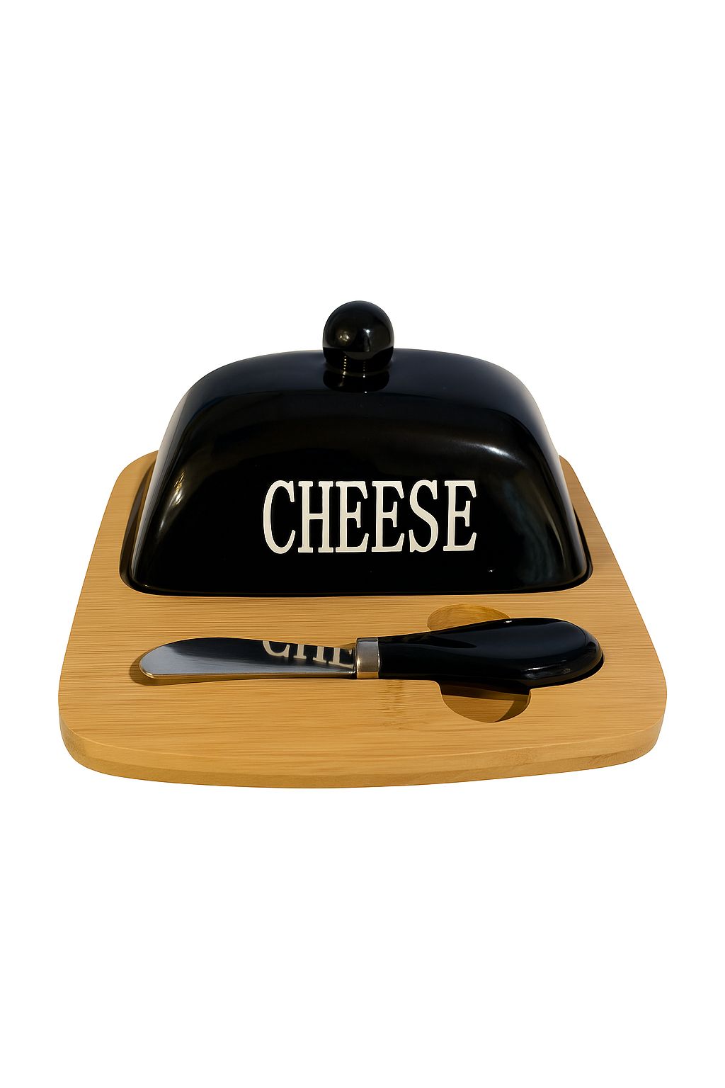 Porcelain Cheese Dome with Bamboo Board & Knife