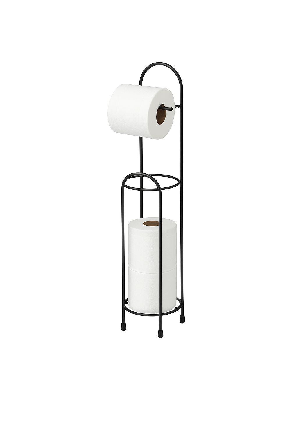 Freestanding Toilet Paper Holder with Storage – Black Metal