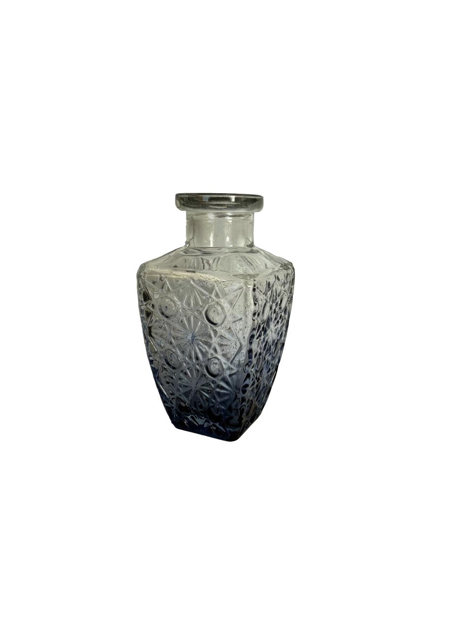 Mini Embossed Glass Vase – Smoky Blue Finish / Per Each