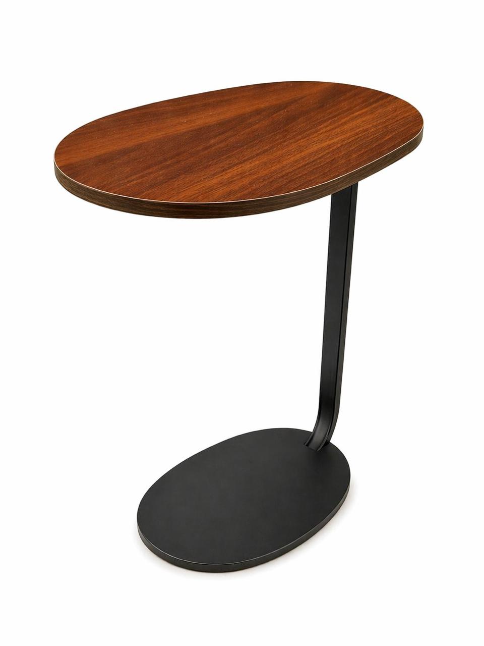 Modern Oval Side Table with Metal Base