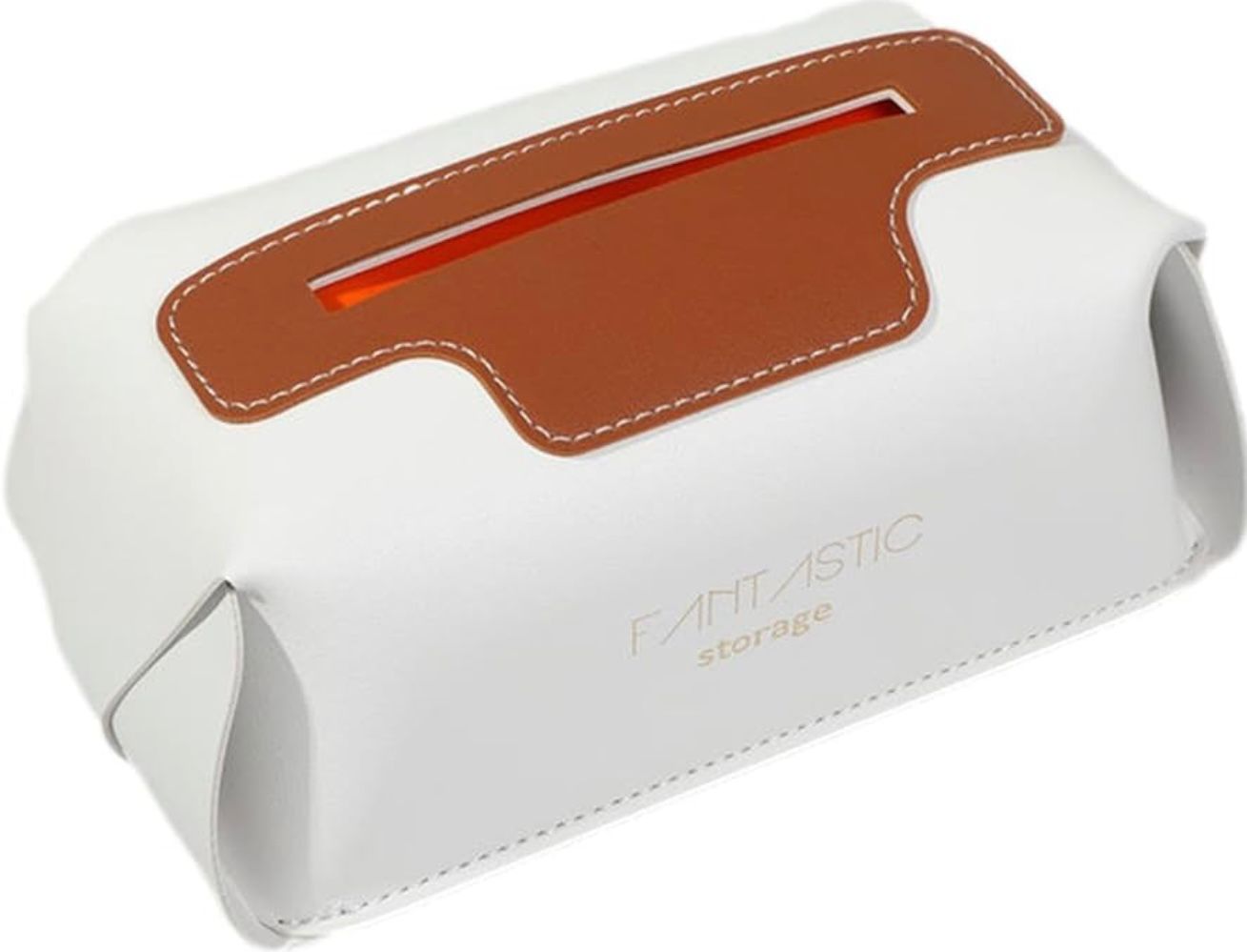 Faux Leather Tissue Pouch Black-White