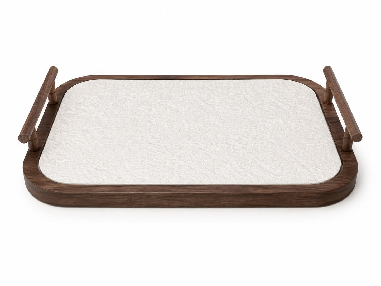 Wood & Marble Serving Tray with Handles
