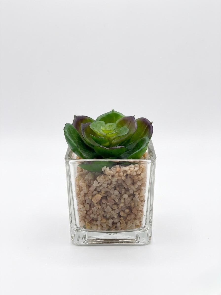 Artificial Succulent Plant in Glass Decorative Pot