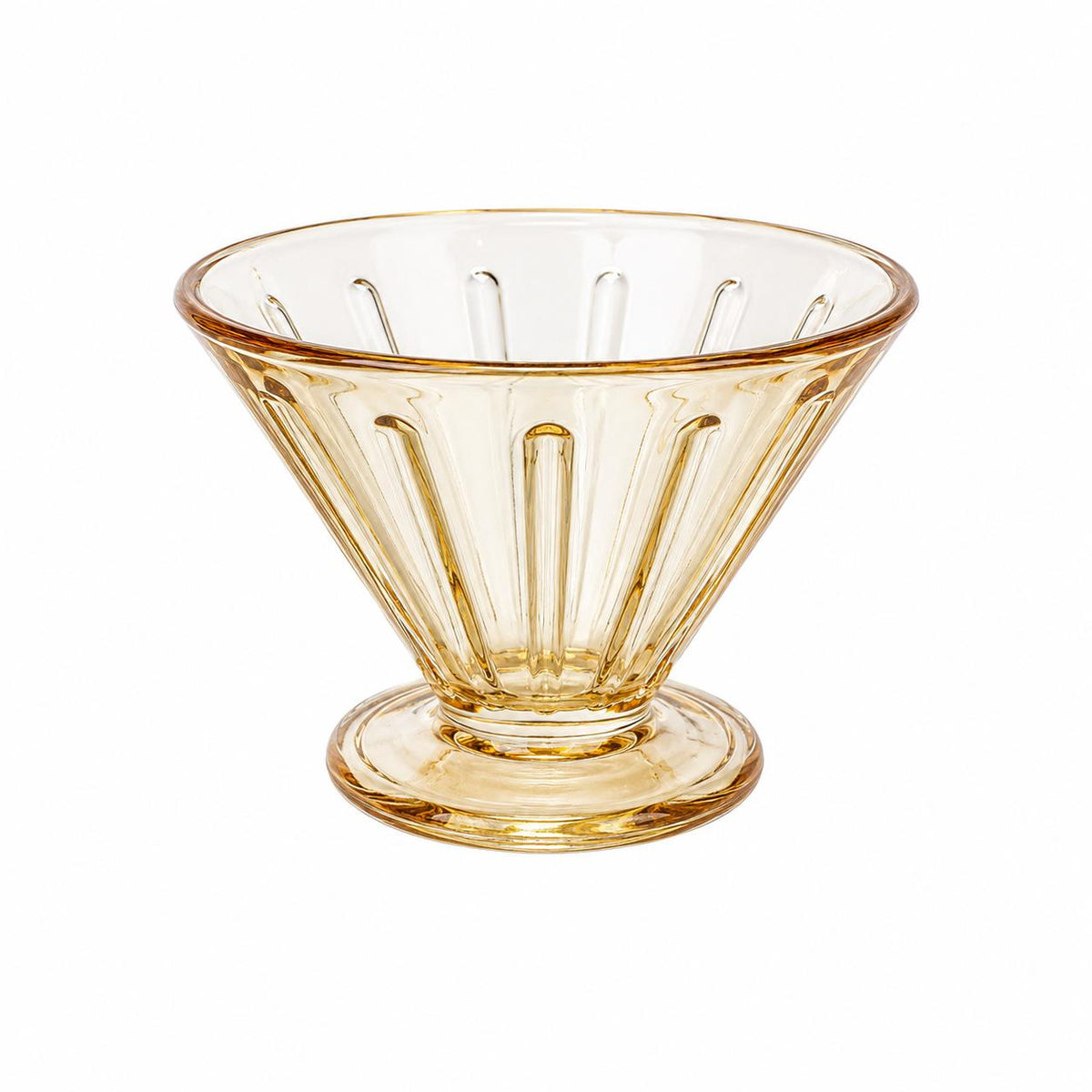Amber Glass Dessert Bowl with Pedestal Base Set of 6