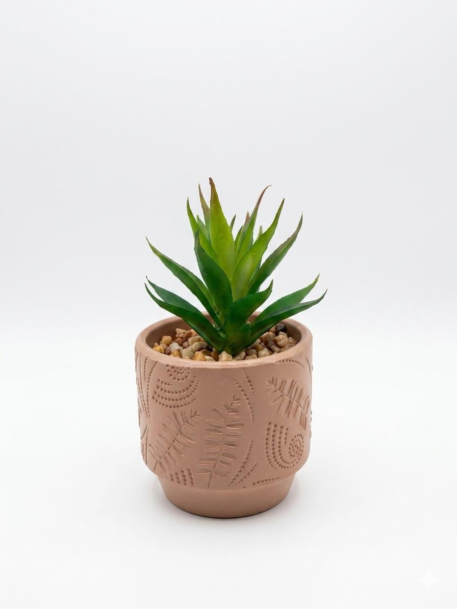 Artificial Succulent Plant in Embossed Lavender Pot