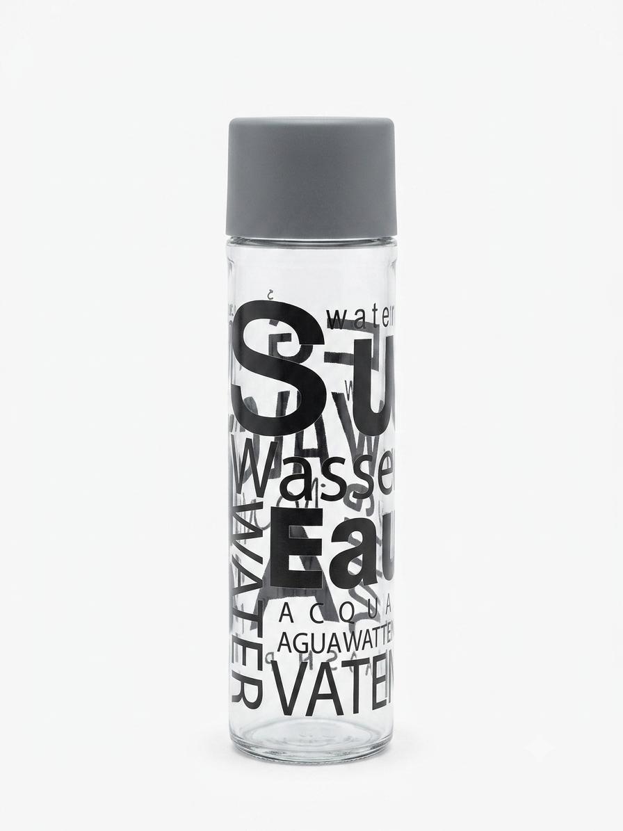 Typography Glass Bottle