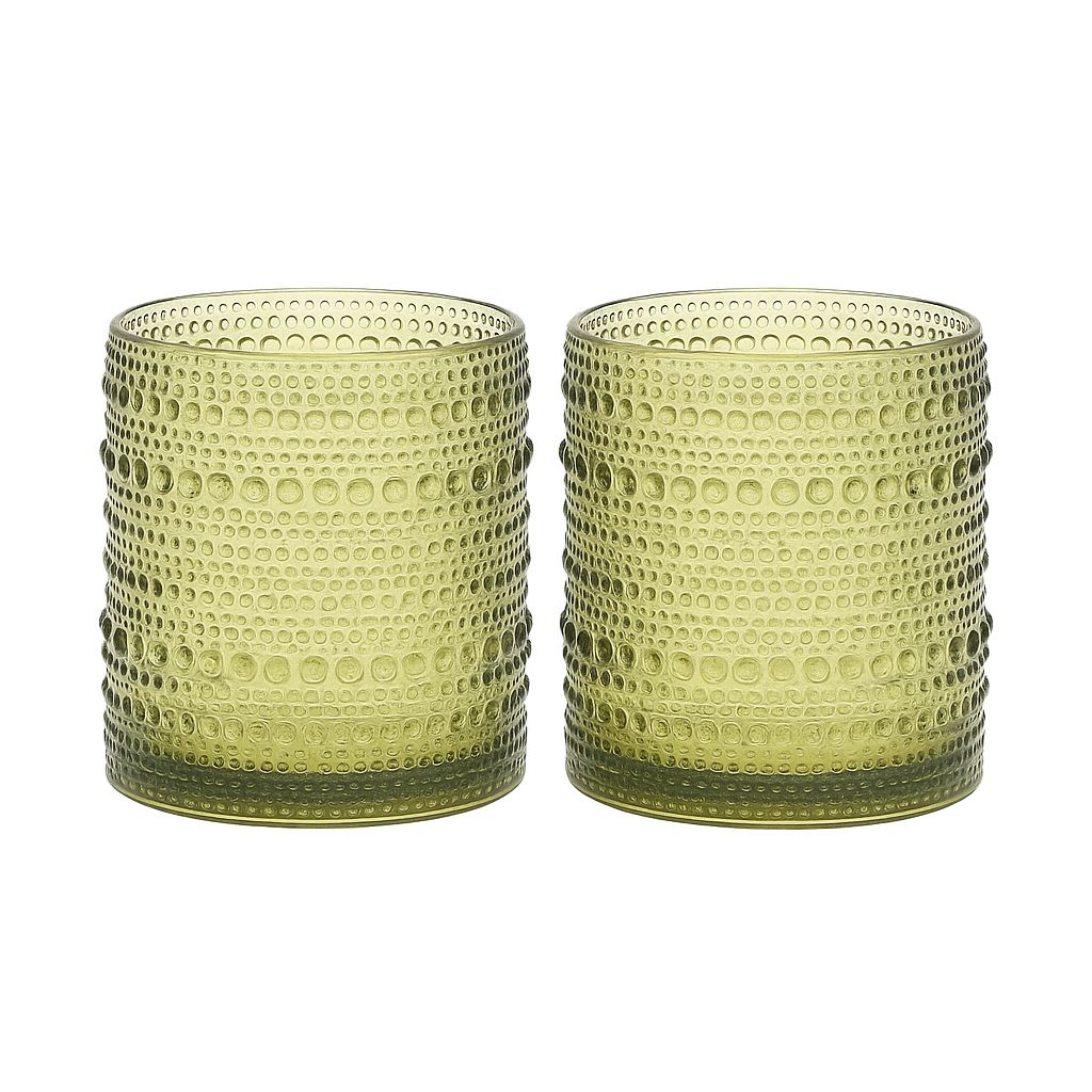 Olive Textured Glass Tumblers – Set of 6