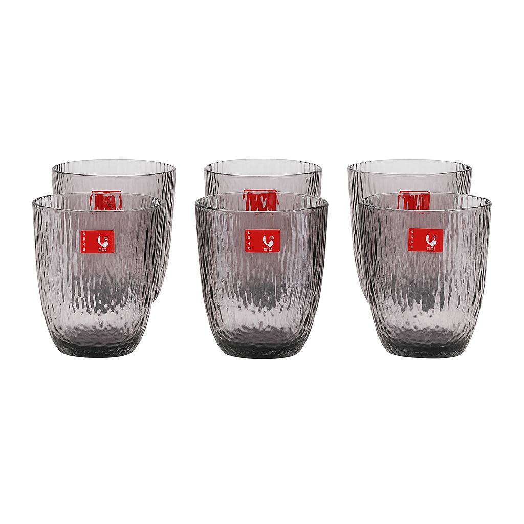 Smoky Ripple Glass Tumblers – Set of 6