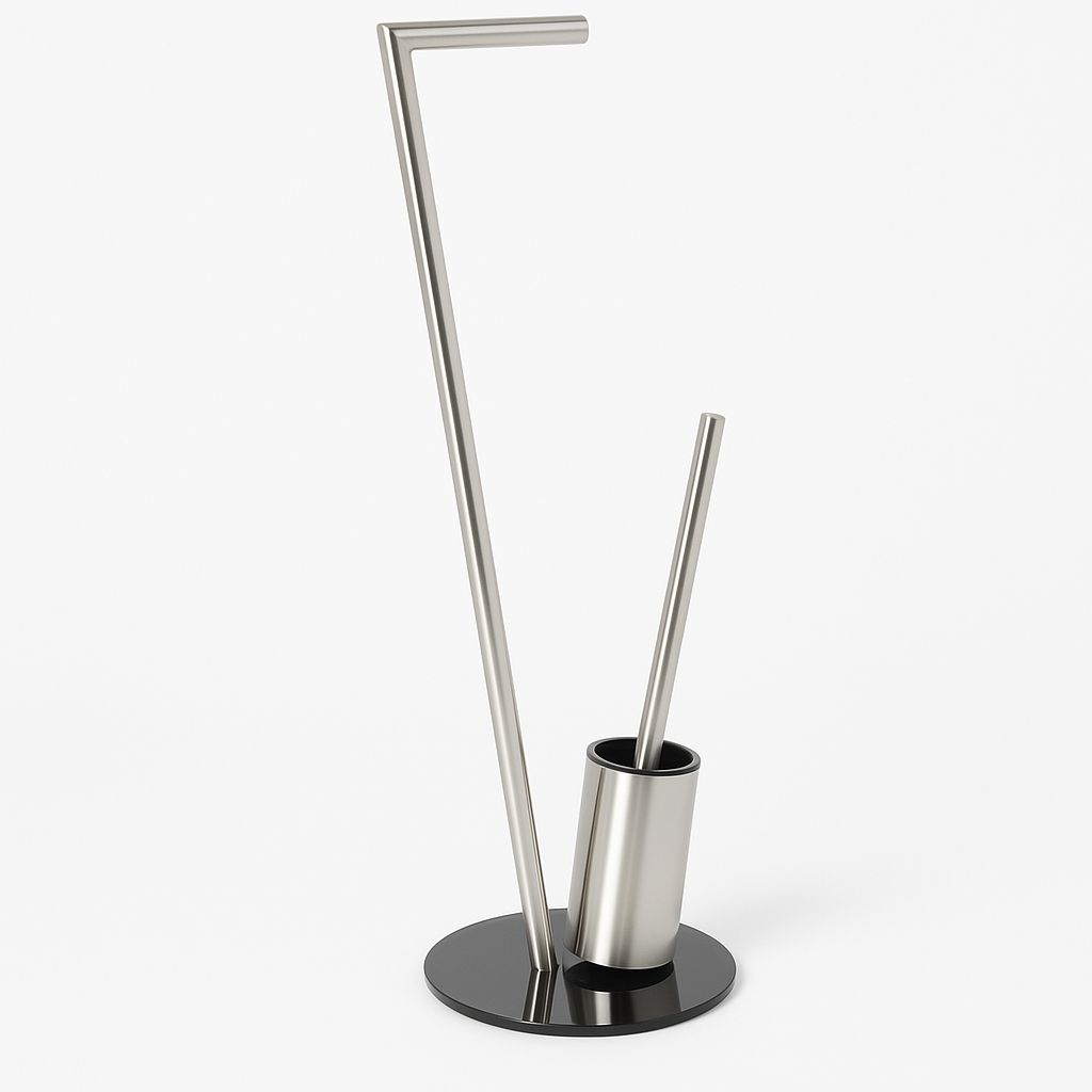 2-in-1 Toilet Paper Holder with Brush – Stainless Steel Design