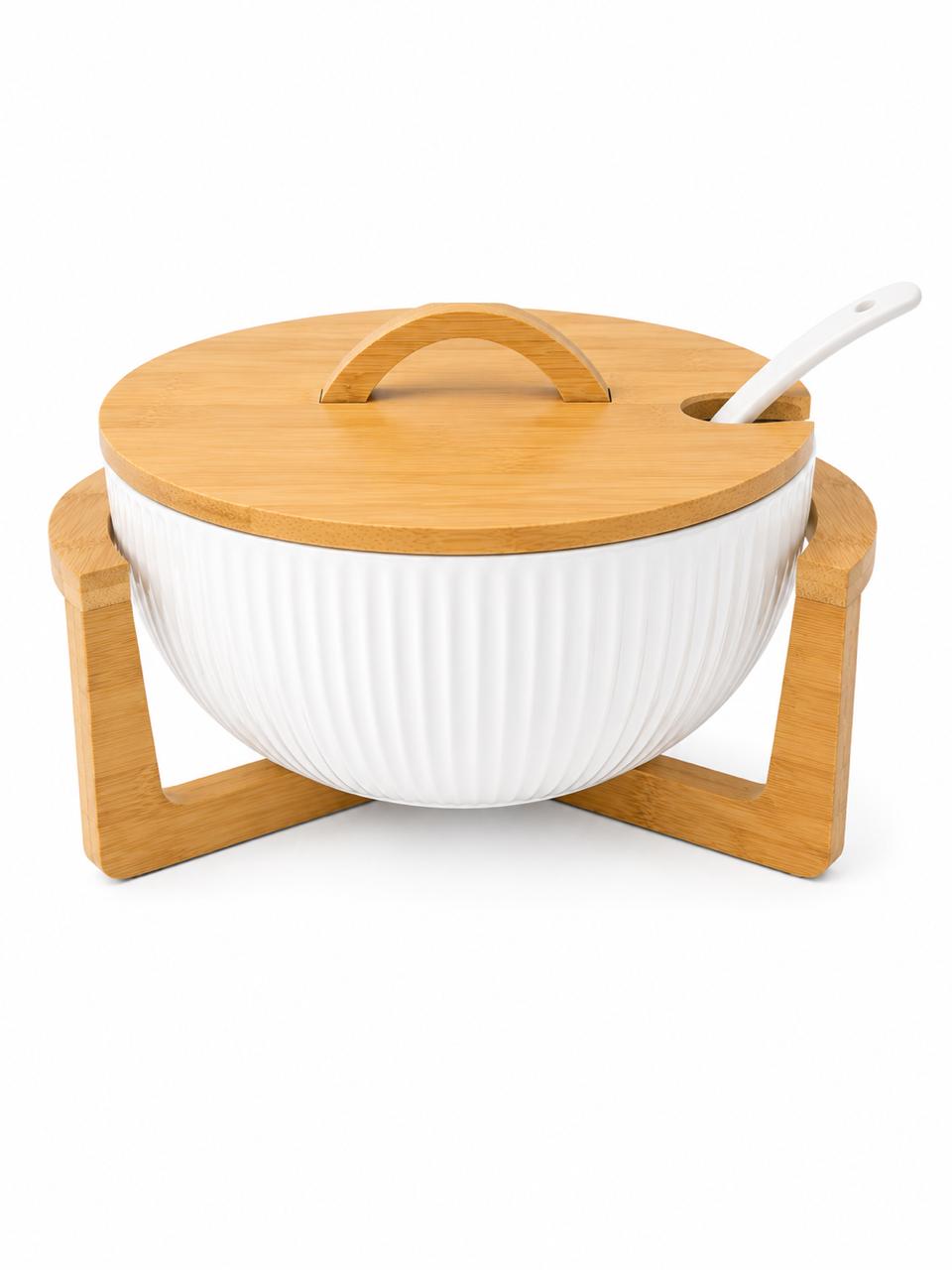 Serving Bowl with Lid, Stand & Spoon - 14*25cm