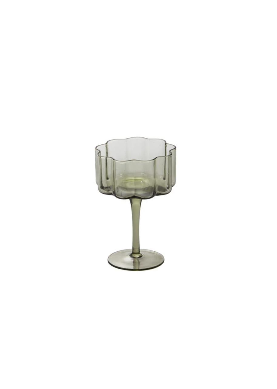 Set of 6 Vintage Green Glass Dessert Cups