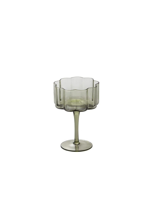 Set of 6 Vintage Green Glass Dessert Cups
