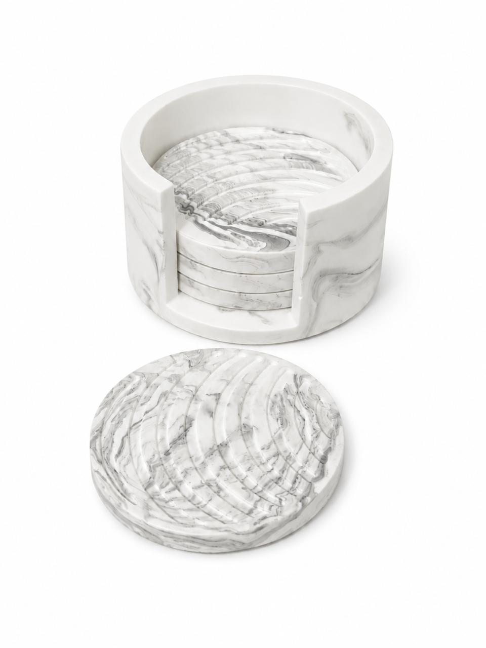 Round Coaster Set with Storage Holder