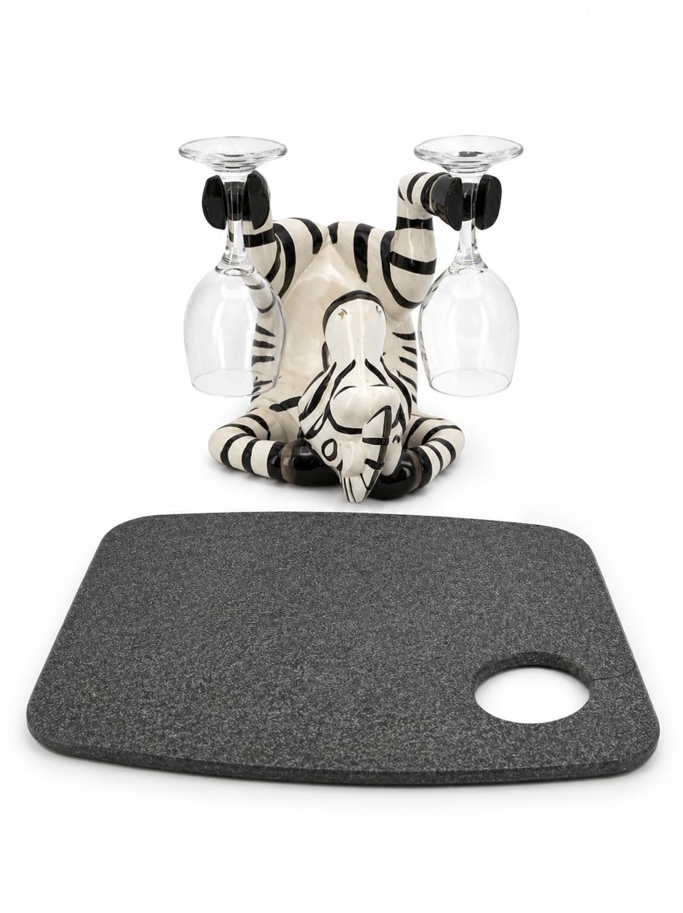 Zebra Wine Display & Serving Bundle – 4 Pieces