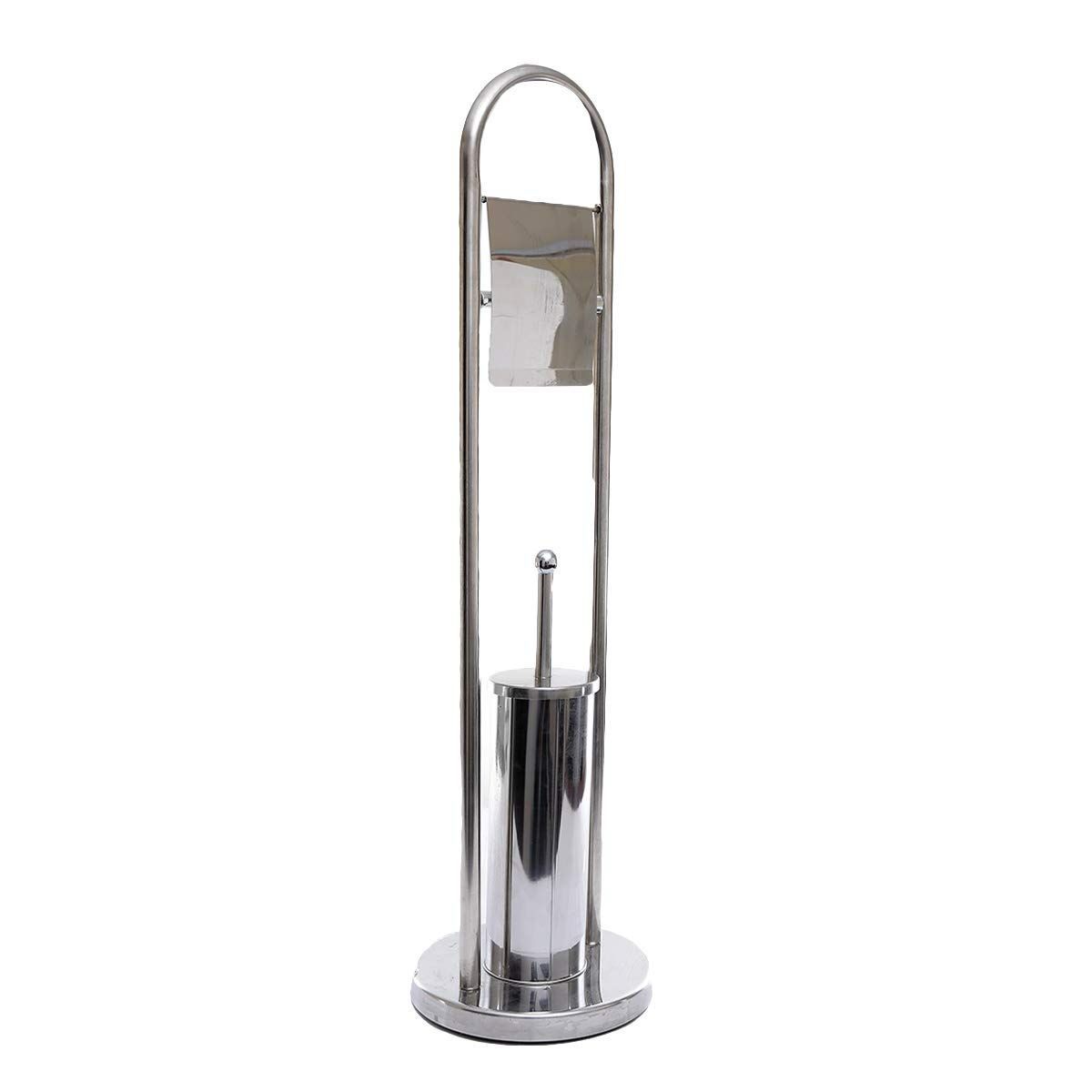 Chrome Toilet Paper Holder with Toilet Brush – Freestanding Design