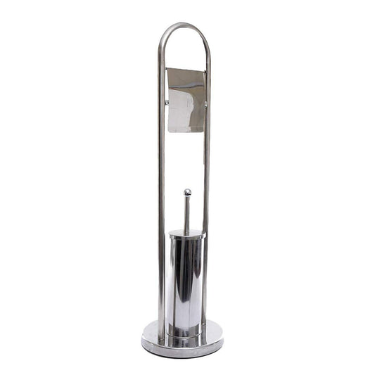 Chrome Toilet Paper Holder with Toilet Brush – Freestanding Design