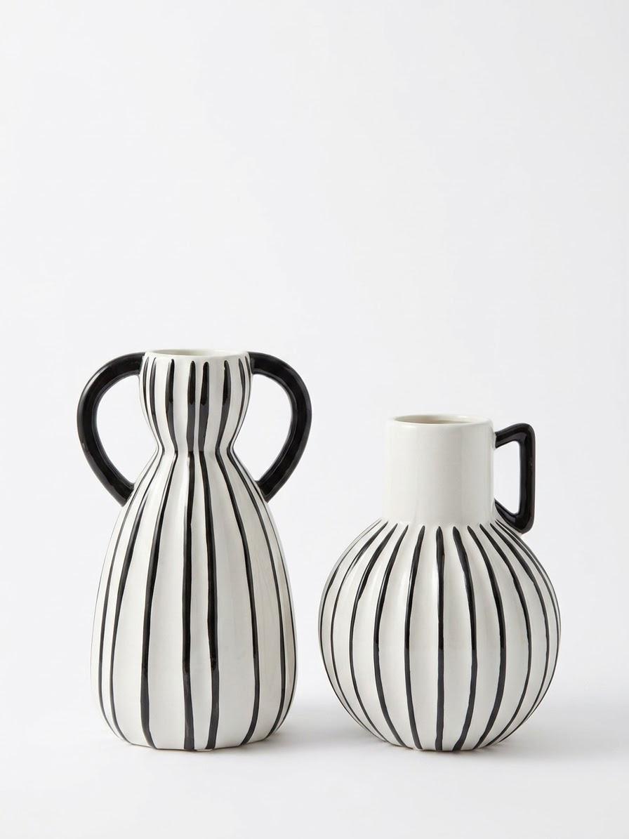 Sculptural Striped Decorative Vase