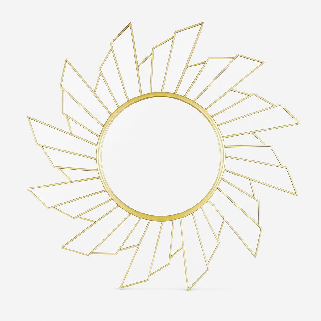 Golden Sunburst Round Mirror