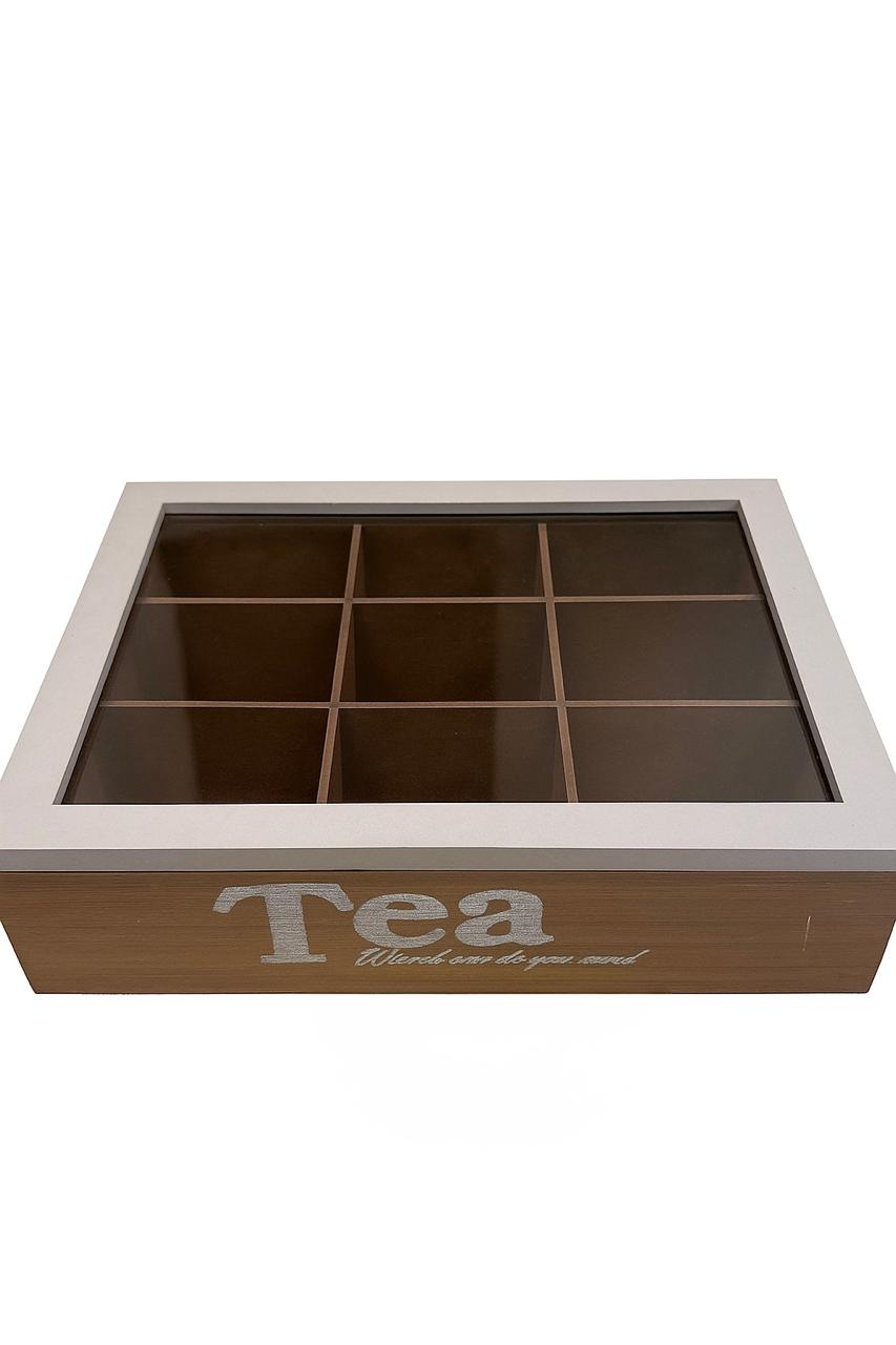 Spacious Wooden Tea Organizer – 9-Compartment Edition